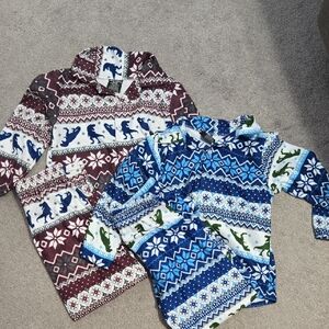 Kids Dinosaur Pattern Sweater - Blue and‎ Burgundy Bundle (2 Pairs)